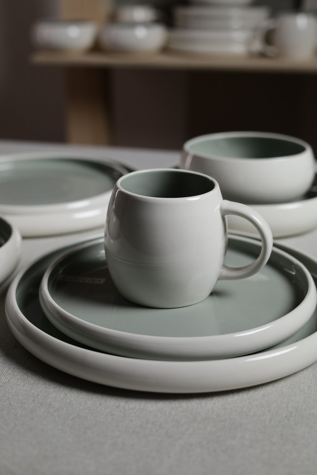 Karolina 30-Piece Dinner Set Sage Glossy