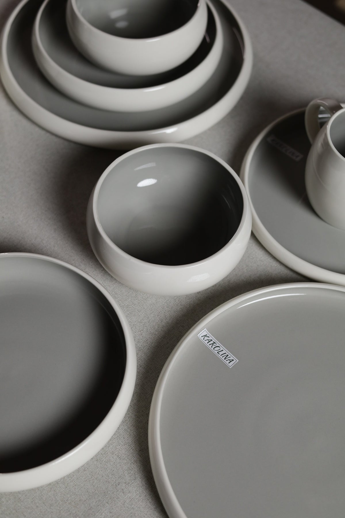 Karolina 30-Piece Dinner Set Grey Glossy