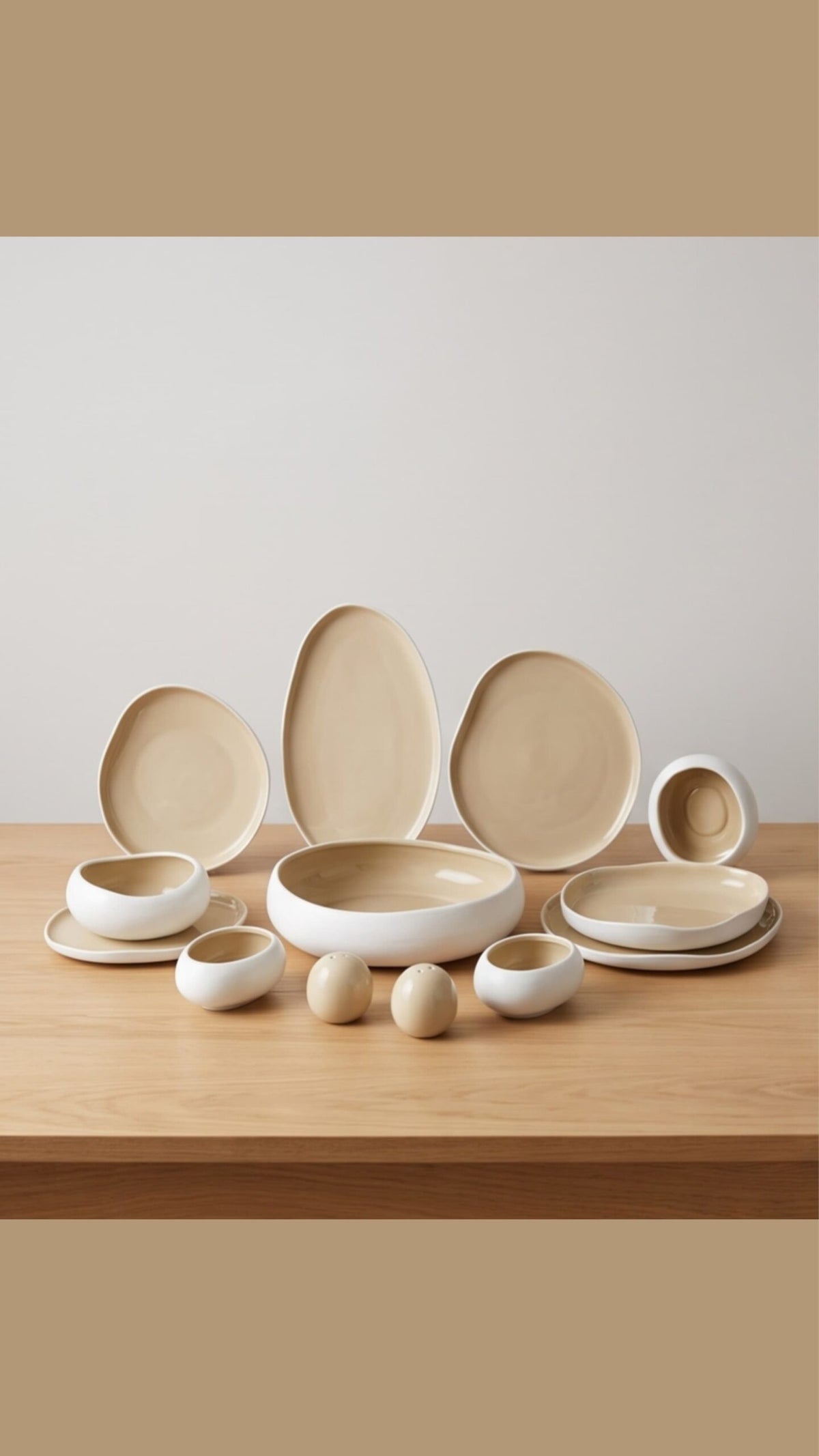 Karolina 30 Pcs - 60 Pcs DinnerSet Beige