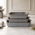 Karolina Porcelain Baking Dish Set 3 Pcs shiny reactive color