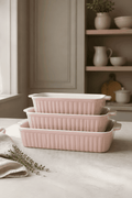 Karolina Porcelain Baking Dish Set 3Pcs shiny pink